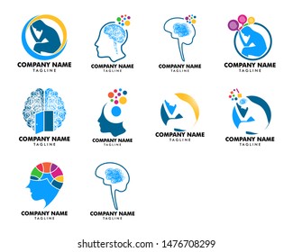 Set of Psychology Vector Logo Template Design