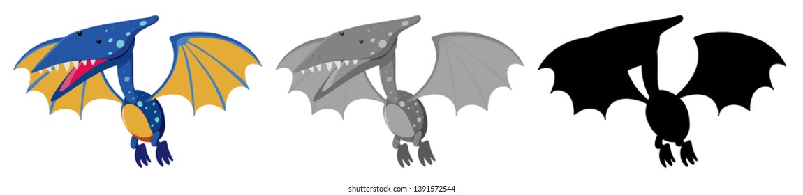 Set of Pteranodon character illustration