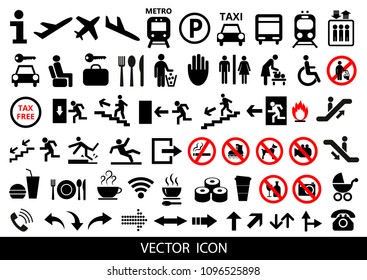 Set of public icons on white background. Vector illustration.