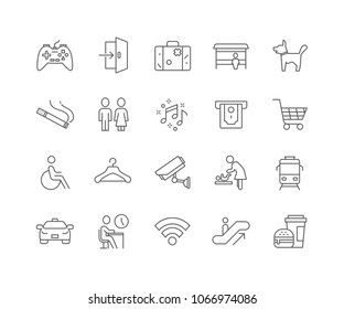 Set of Public Navigation outline icons isolated on white background.