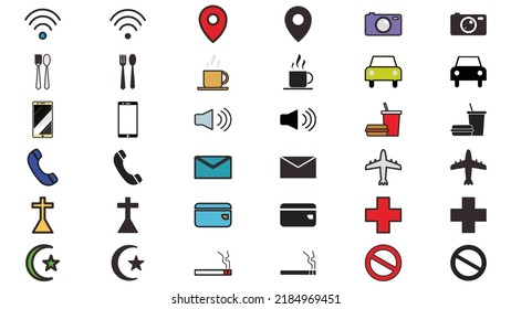 Set Public Place Icon Vector Illustration