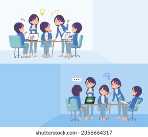 A set of Public relations women having an intracerebral meeting.It's vector art so easy to edit.