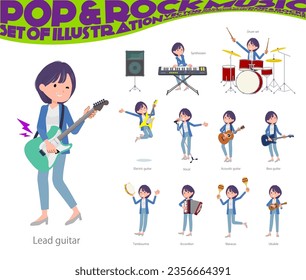 A set of Public relations women playing rock 'n' roll and pop music.It's vector art so easy to edit.