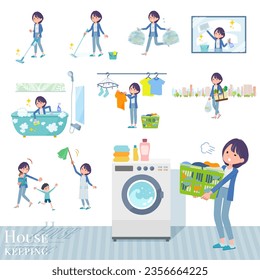 A set of Public relations women related to housekeeping such as cleaning and laundry.It's vector art so easy to edit.