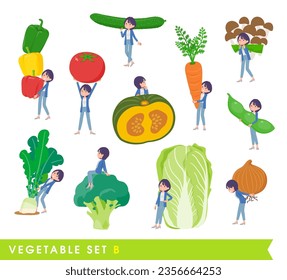 A set of Public relations women and vegetables.type B.It's vector art so easy to edit.