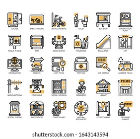 Set of public service thin line and pixel perfect icons for any web and app project. 