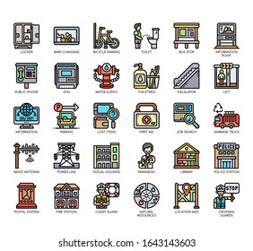 Set of public service thin line and pixel perfect icons for any web and app project. 