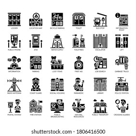 Set of public service thin line and pixel perfect icons for any web and app project. 