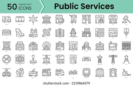 Set of public services icons. Line art style icons bundle. vector illustration