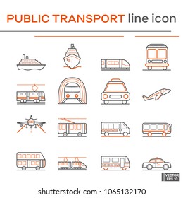 Set of public transport icons.