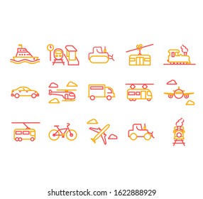 Set of Public Transport Related Vector Line Icons.Vector illustration EPS10