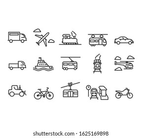 Set of Public Transport Related Vector Line Icons.Vector elements, ready to use. EPS10
Contains such Icons 