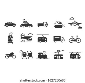 Set of Public Transport Related Vector Line Icons.Vector elements, ready to use. EPS10
Scooter, Car, balloon, Truck, Tram, Trolley, Sailboat, powerboat, Airplane and more. 