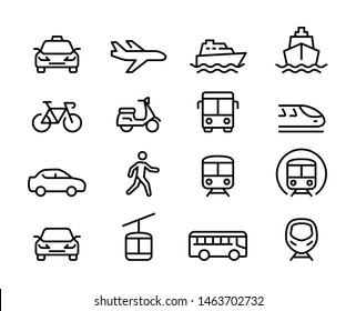 Set of Public Transportation Thin Line Icons 