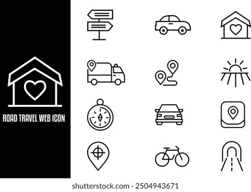 Set of Public Transportation Thin Line Icons