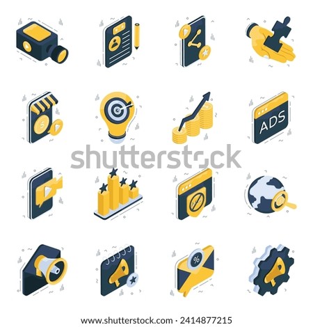 Set of Publicity Isometric Icons

