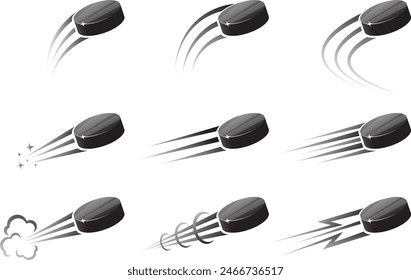 Set of pucks for hockey game. Stock vector illustration