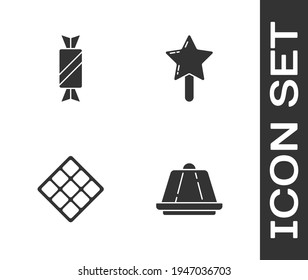 Indique el icono Pudding, Candy, Waffle y Lollipop. Vector