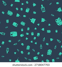 Set Pudding custard, Ice cream, Cake and Cookie or biscuit on seamless pattern. Vector