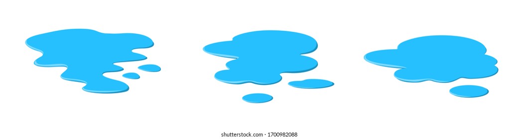 Set puddle, liquid, cartoon style, isolated  on a white background