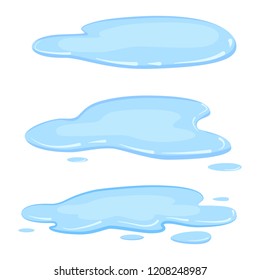 Set puddle, liquid, vector, cartoon style, isolated, illustration, on a white background