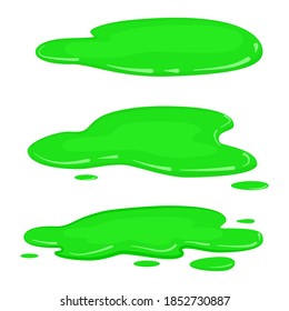 Set Puddles green slime, liquid toxic mold, vector, cartoon style, isolated, illustration, on a white background