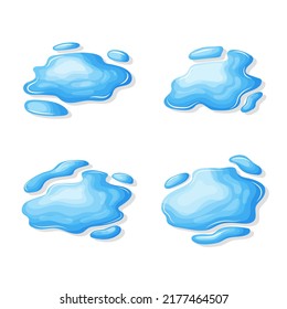 Conjunto de charcos, ilustración vectorial, charcos de agua sobre un fondo blanco
