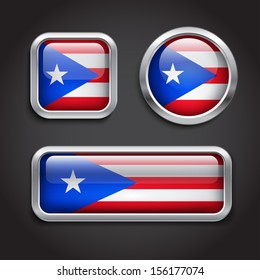 Set of Puerto Rico flag glass buttons