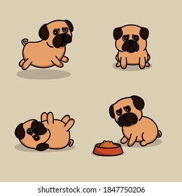 set of pug dog image in vector illustration
