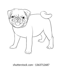 Set Pug Dogs Outline Hand Drawing Stock Vector (Royalty Free ...