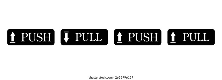 Set of pull or push door signs. Vector push and pull icon sticker design concept. Vector Illustration . EPS 10 . 