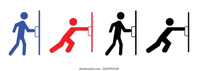 Set of pull or push door signs. Vector push and pull icon sticker design concept. Vector Illustration . EPS 10 . 
