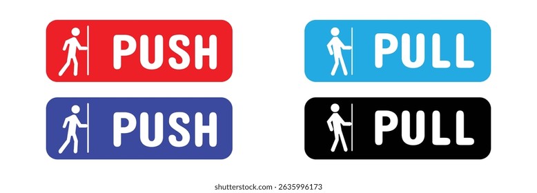 Set of pull or push door signs. Vector push and pull icon sticker design concept. Vector Illustration . EPS 10 . 