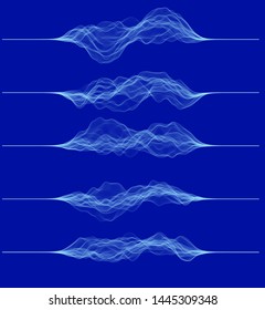 Set Of Pulsation Or Vibration Graphics. Music Or Noise Signal. Vector Illustration Of Generative Art.