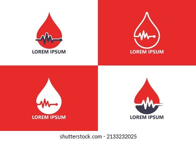 Set of pulse blood logo template design vector