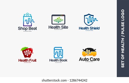 Set of Pulse logo designs concept vector, logo Inspiration