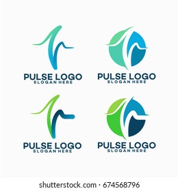 Set of Pulse Logo template designs vector illustration