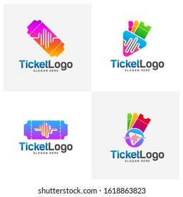 Set of Pulse Ticket Logo Template Design Vector, Emblem, Creative design, Icon symbol concept