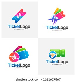 Set of Pulse Ticket Logo Template Design Vector, Emblem, Creative design, Icon symbol concept