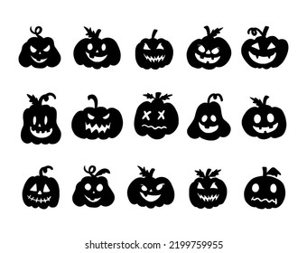 Conjunto de ilustración vectorial de silueta de calabaza