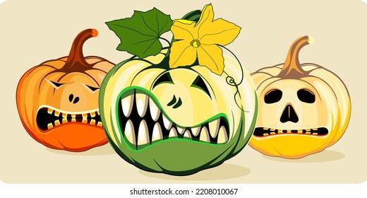 set pumpkin background, Happy Halloween holiday. pumpkins the main symbol the halloween holiday, pumpkin fruits green, yellow, orange
