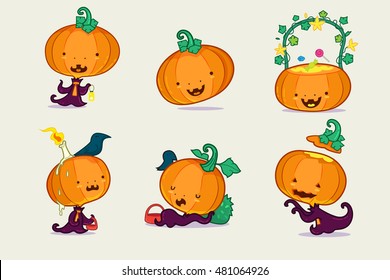 Set of pumpkin character, Halloween character.