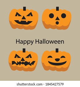 Set pumpkin design for the holiday Halloween. Vector illustration.