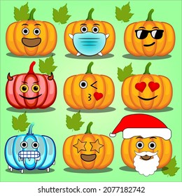 set of pumpkin emoji design