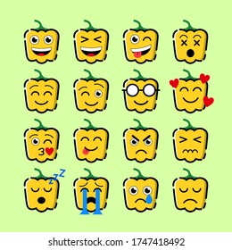 Set of pumpkin emoticons vector design