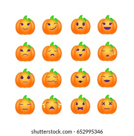 A set of pumpkin emotions. Vector smileys icons