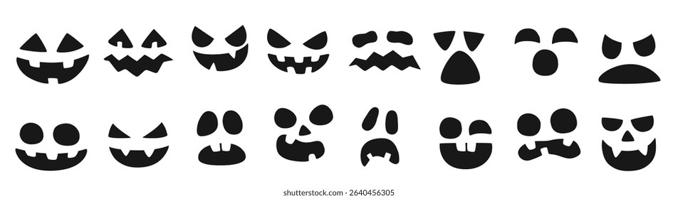 set of pumpkin faces vector illustration