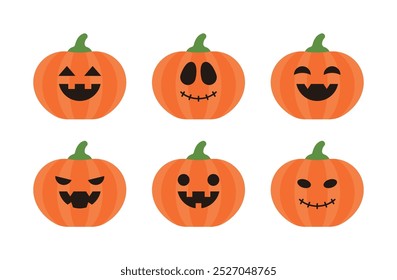 Set of pumpkin ghost character illustrations with autumn season Halloween day festival concept.