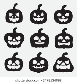 set of pumpkin good for icons, silhouette design, element design, etc