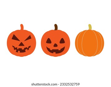 Set of Pumpkin Halloween icon vector. October celebration flat silhouette illustration design .